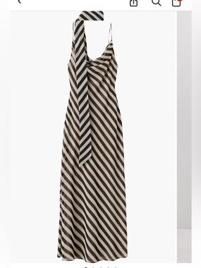Striped Mango Maxi Dress in Black and Beige with Scarf